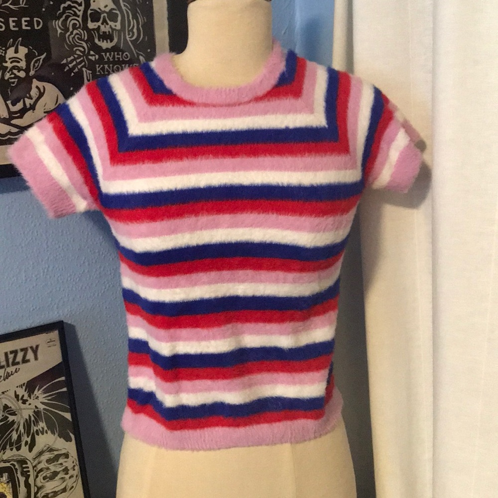 Fuzzy striped sweater